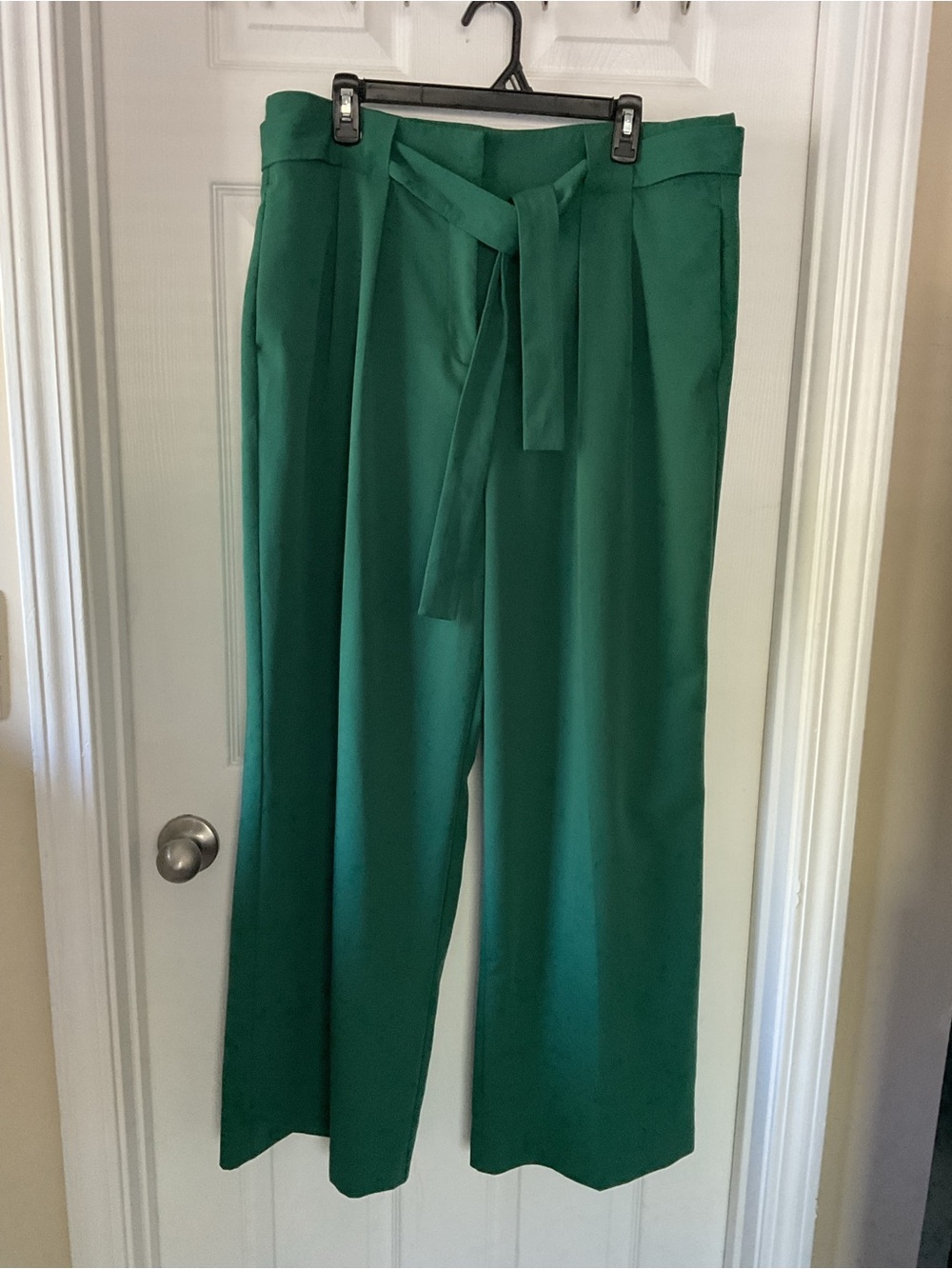 Ann Taylor Women’s Size 14 Green Wide Leg Belted Dress Pants - Picture 2 of 13
